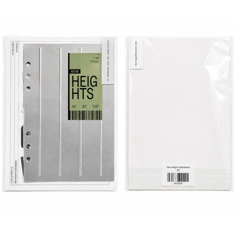 Cloth‎ & Paper New Heights Dashboard A5 Planner Insert Silver Green Minimalist